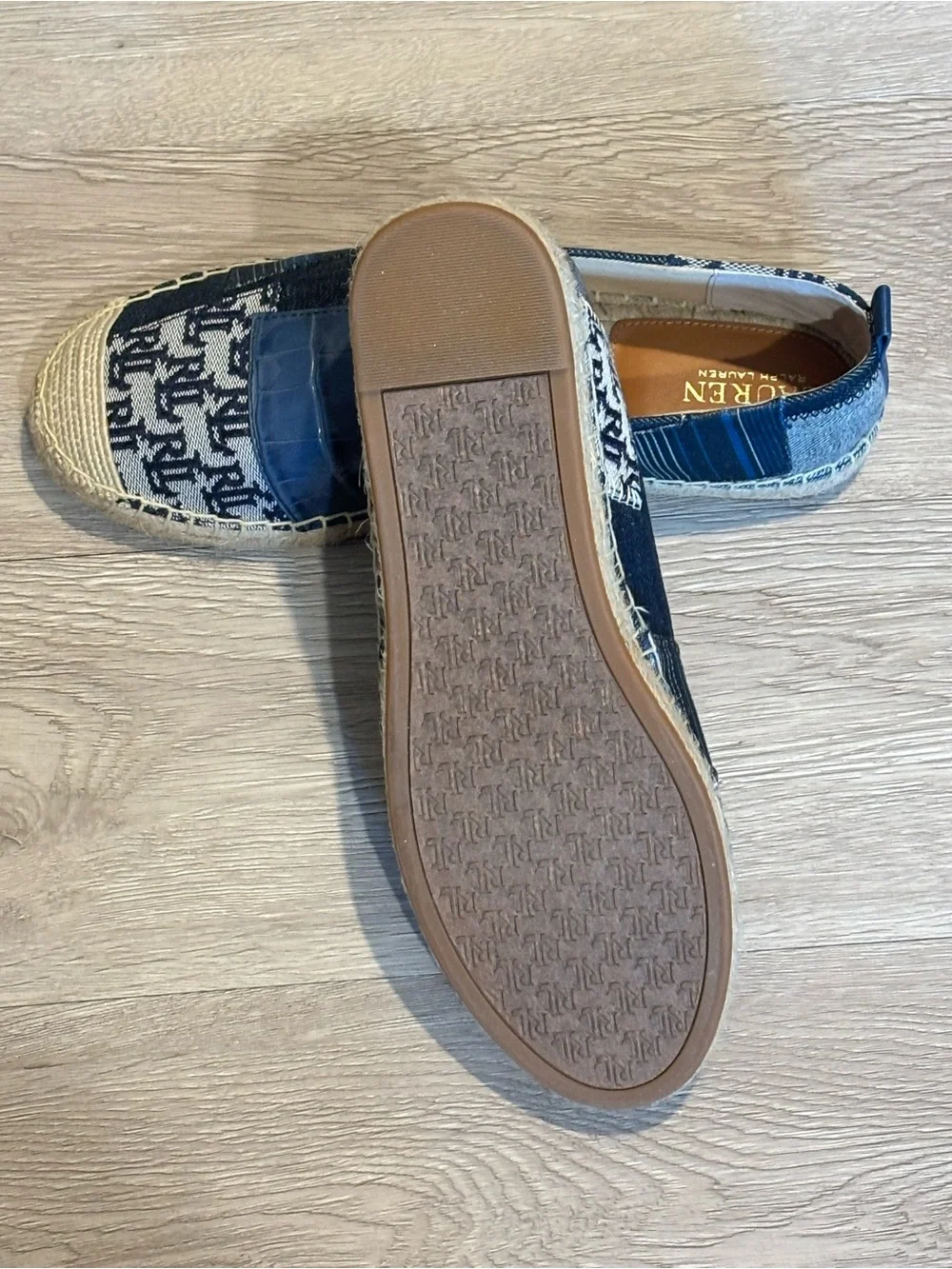 Lauren Ralph Lauren Patchwork Denim Blue Espadrille Flats